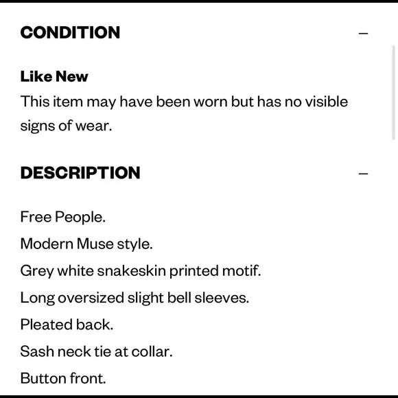 Free People Muse Snakeskin Python Button Front Long Sleeve Top Peasant Small - Picture 11 of 15